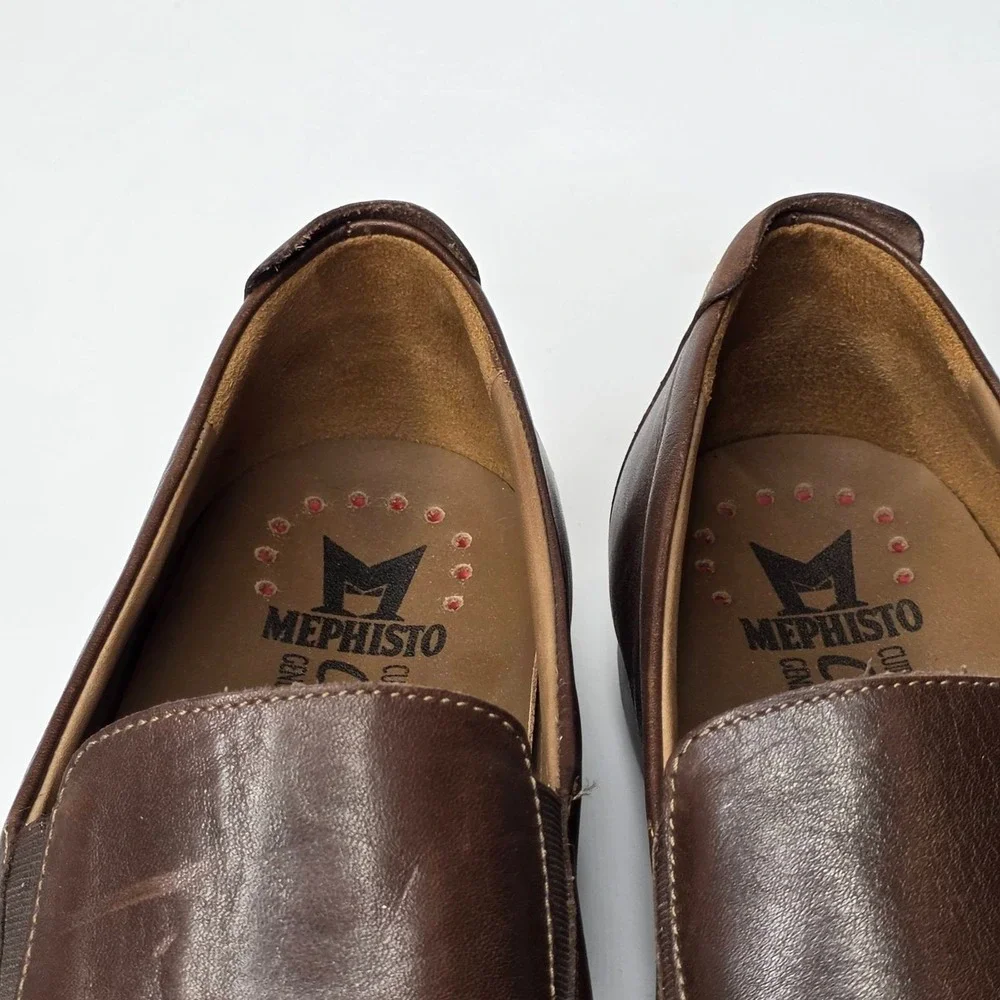 Mephisto Cool-Air Shoes Men's Size 11.5 Brown Leather Slip On Comfort Loafers